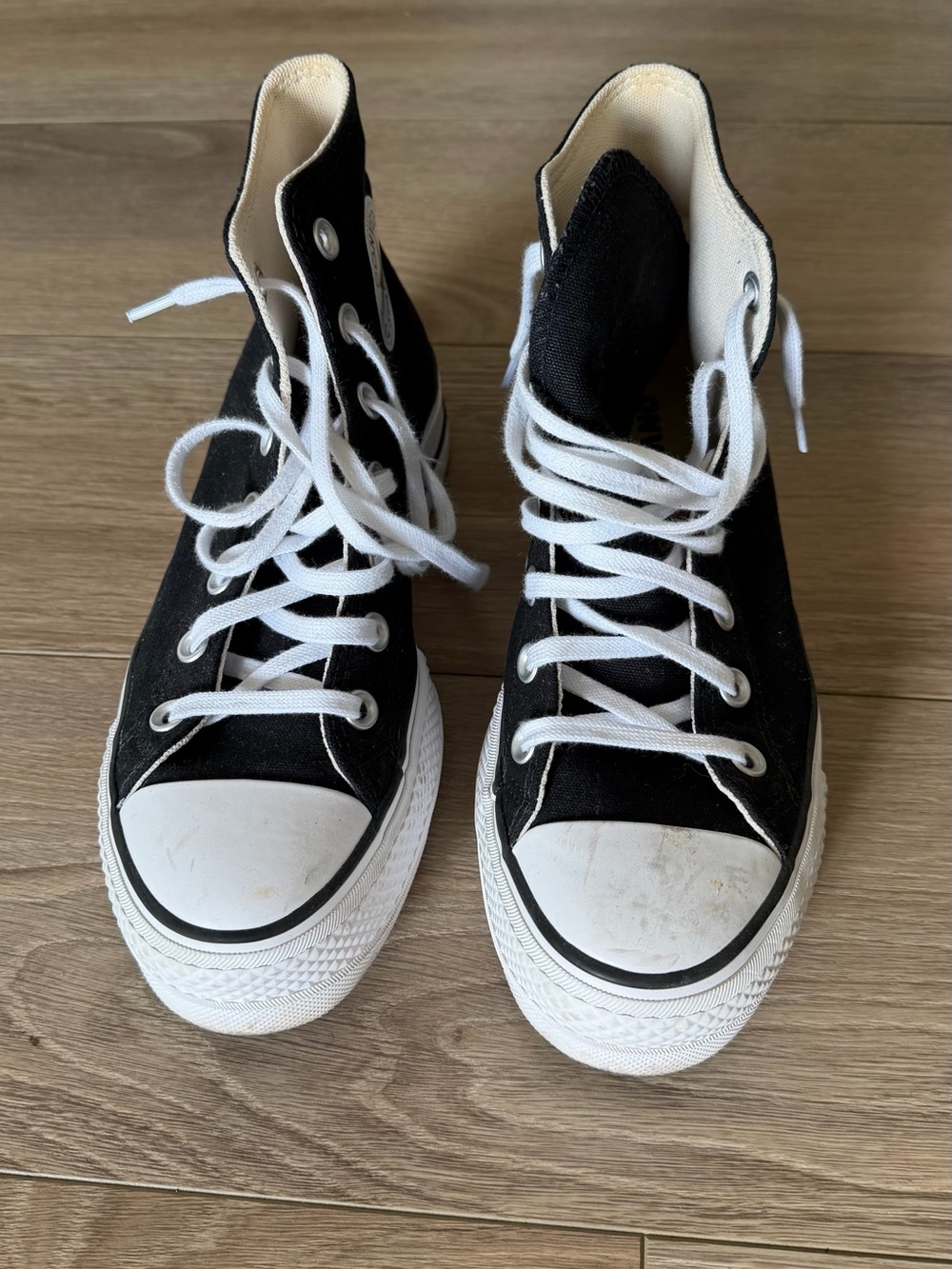 Women's Black High-Top Canvas Sneakers with White Accents